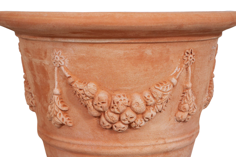 Biscottini Vaso in terracotta Galestro festonato 100% Made in Italy, interamente fatto a mano