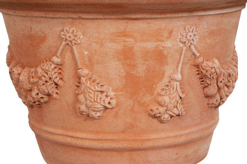 Biscottini Vaso in terracotta Galestro festonato 100% Made in Italy, interamente fatto a mano