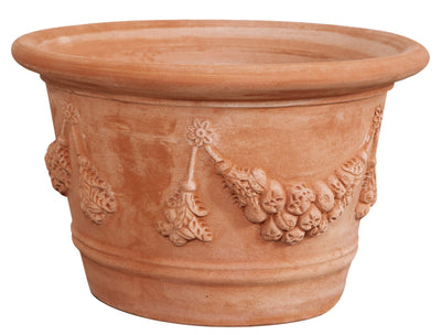Biscottini Vaso in terracotta Galestro festonato 100% Made in Italy, interamente fatto a mano