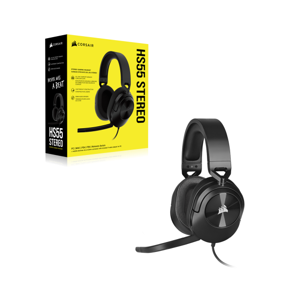 Cuffie da gioco CORSAIR HS55 STEREO - Carbonio, comode e di qualità del suono