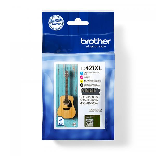 Brother Lc-421xlval Pagepack 4 Pz Originale Resa Elevata [xl] Nero, Ciano, Magenta, Giallo (bro High Yield Ink Cart)
