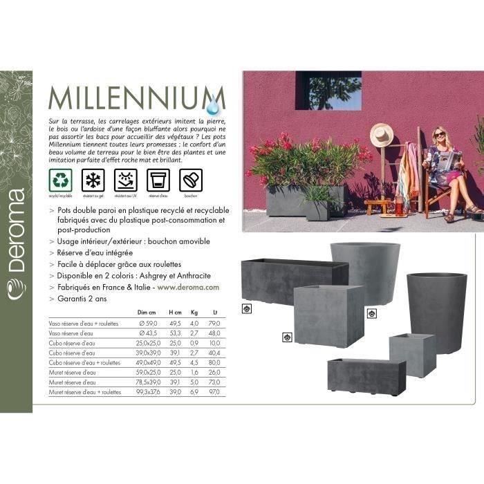 Vaso portafiori - DEROMA - Millennium R - Antracite - Con riserva d&