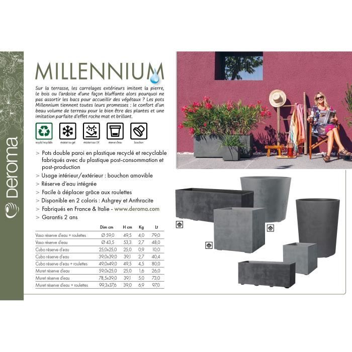 Vaso per fiori - DEROMA - Millennium R - Grigio cenere - Con riserva d&