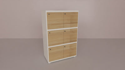 Armadio casellario in melaminico con struttura bianca e 6 ante con colori a scelta cm. 102,7x55x156,4h