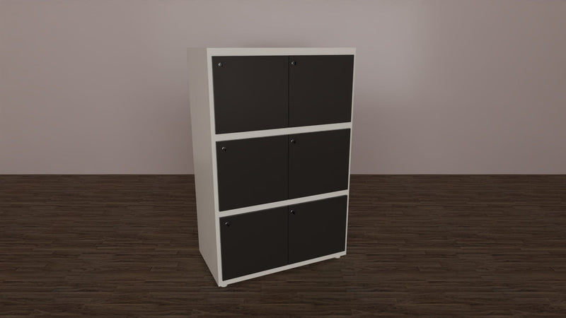 Armadio casellario in melaminico con struttura bianca e 6 ante con colori a scelta cm. 102,7x55x156,4h
