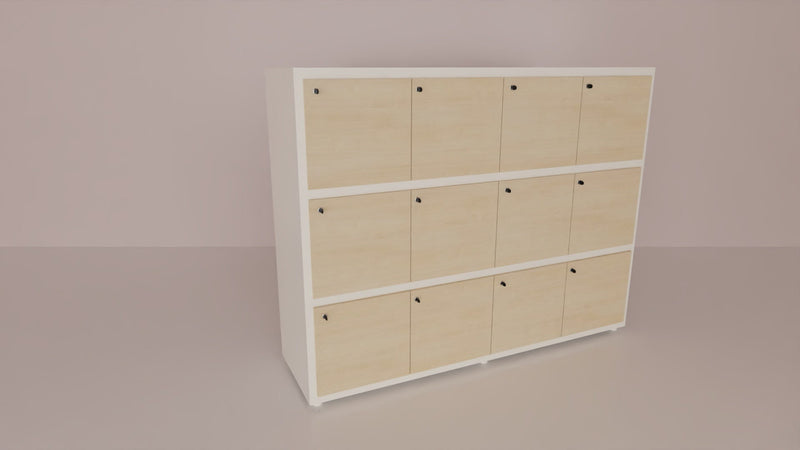 Casellario per ufficio con 12 vani in melaminico cm. 203,5x55x156,4h