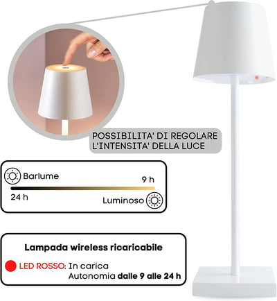 Lampada da Tavolo Touch Ricaricabile USB Alluminio Satinato Abatjour Ristoranti