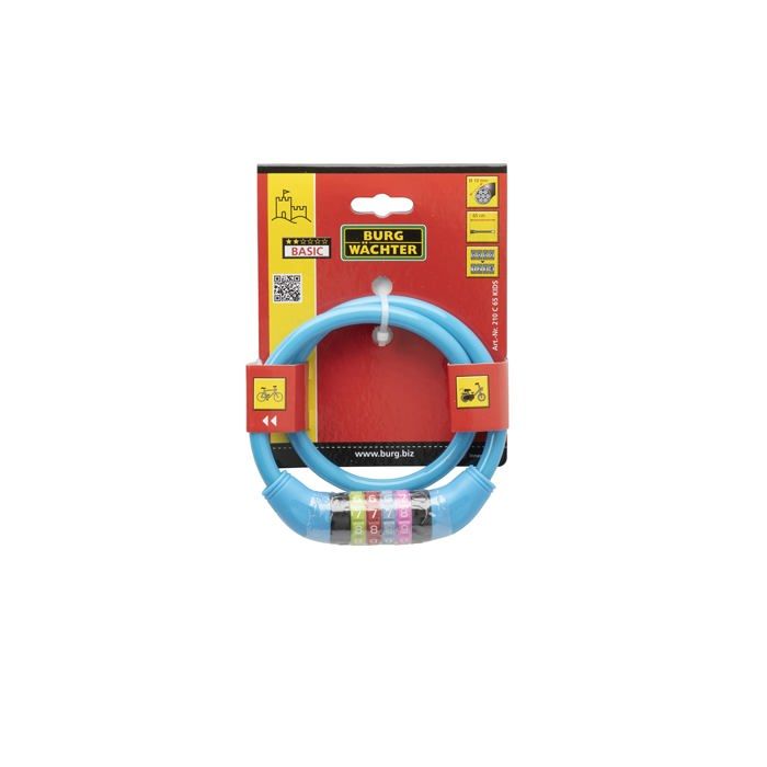 Lucchetto per bici per bambini - BURG WACHTER - 210 C 65 KIDS - Colore, codice, 65 cm, acciaio 10 mm