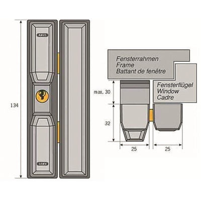 Serratura - ABUS - FTS3002 S KA AL0125 - Sicurezza per finestre in alluminio, legno, plastica - Chiave richiesta solo per l'apertura