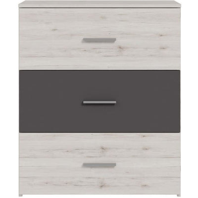 Cassettiera - ADRIA - 3 cassetti - Rovere cenere / Grigio chiaro - 75,2 x 41,3 x 89,7 cm