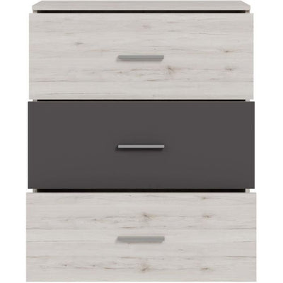 Cassettiera - ADRIA - 3 cassetti - Rovere cenere / Grigio chiaro - 75,2 x 41,3 x 89,7 cm