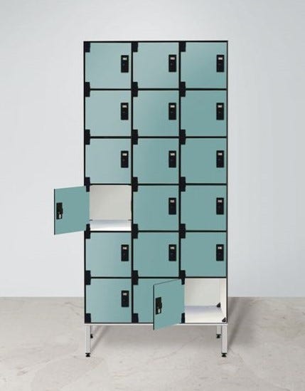 Armadio casellario in laminato stratificato HPL a 18 posti cm. 93,2x50x200h