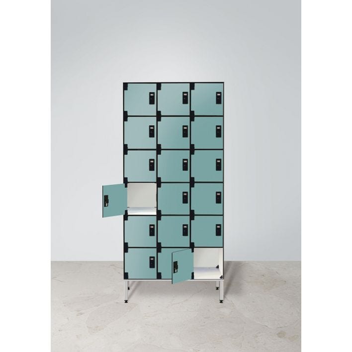 Armadio casellario in laminato stratificato HPL a 18 posti cm. 93,2x50x200h