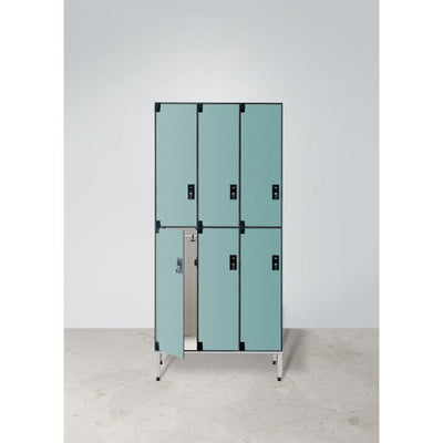 Armadio spogliatoio in laminato stratificato HPL sovrapposto a 6 posti certificato per uso alimentare cm. 93,2x50x200h