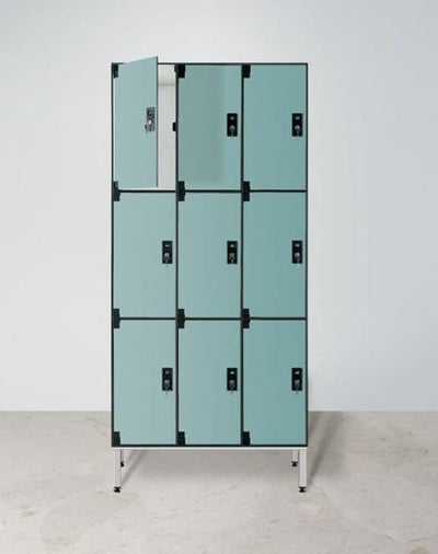 Armadio spogliatoio in laminato stratificato HPL multispogliatoio a 9 posti cm. 93,2x50x200h