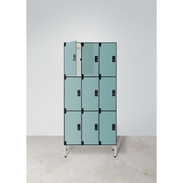 Armadio spogliatoio in laminato stratificato HPL multispogliatoio a 9 posti cm. 93,2x50x200h