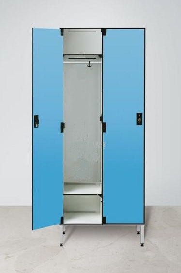 Armadio spogliatoio in laminato stratificato HPL a 2 posti certificato per uso alimentare cm. 80x50x200h