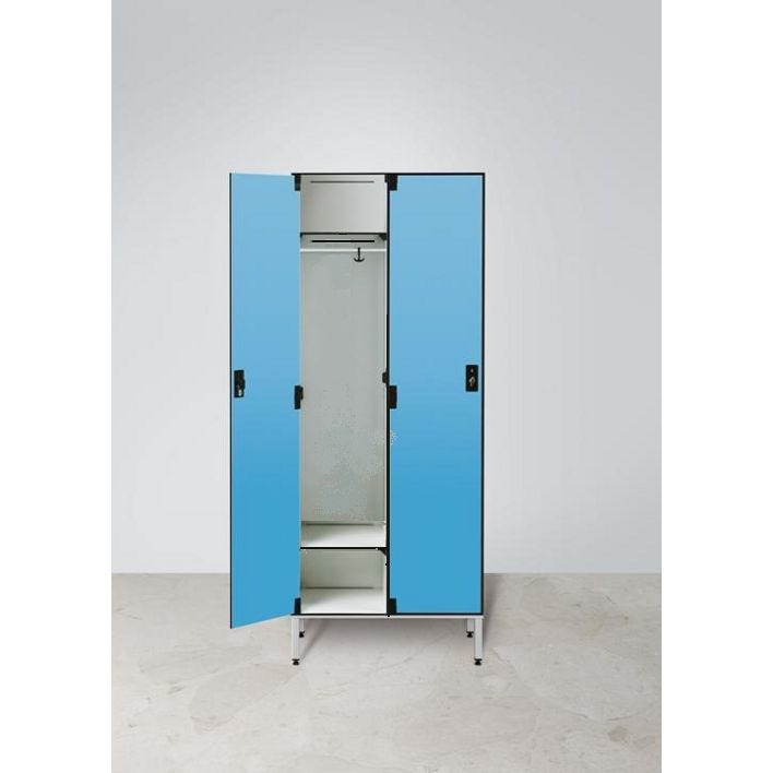 Armadio spogliatoio in laminato stratificato HPL a 2 posti certificato per uso alimentare cm. 80x50x200h