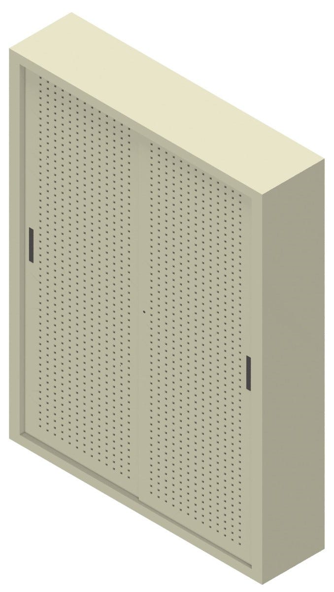 Armadio da ufficio con ante forate e ripiani interni di metallo per archivio documenti cm. 150x37,5x200H