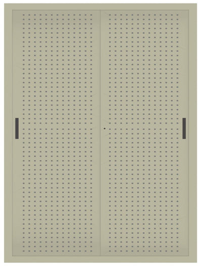 Armadio da ufficio con ante forate e ripiani interni di metallo per archivio documenti cm. 150x37,5x200H