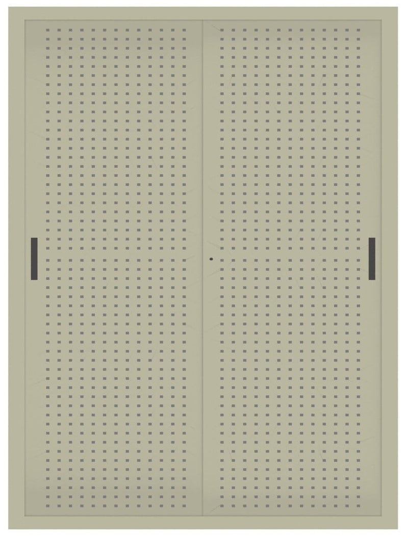 Armadio da ufficio con ante forate e ripiani interni di metallo per archivio documenti cm. 150x37,5x200H