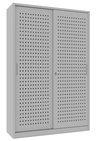 Armadio archivio documenti con struttura metallica e ante forate scorrevoli cm. 150x45x200H