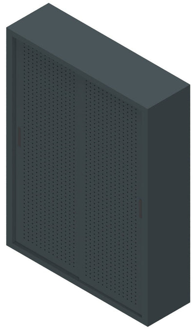 Armadio archivio documenti con struttura metallica e ante forate scorrevoli cm. 150x45x200H