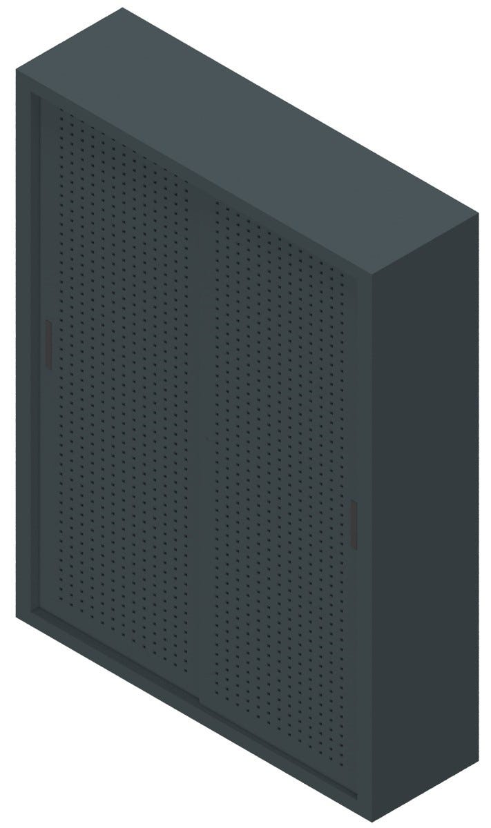 Armadio archivio documenti con struttura metallica e ante forate scorrevoli cm. 150x45x200H