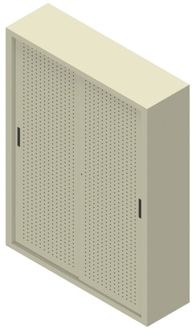 Armadio archivio documenti con struttura metallica e ante forate scorrevoli cm. 150x45x200H