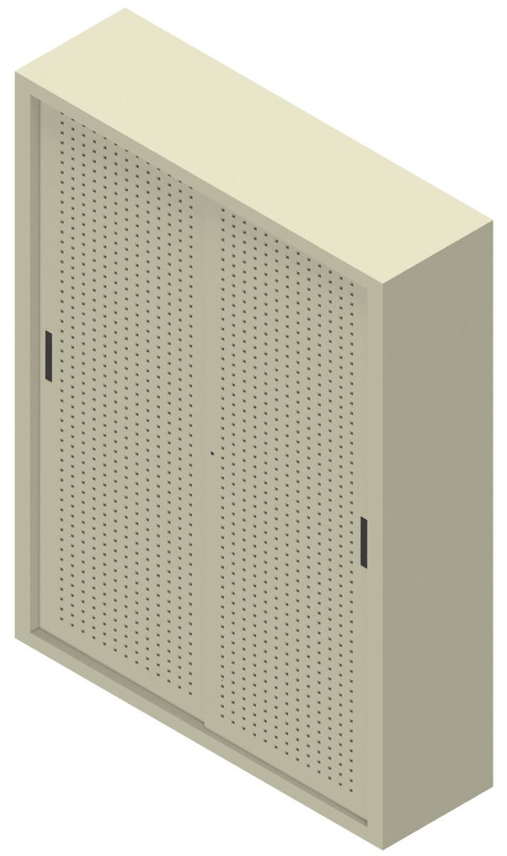 Armadio archivio documenti con struttura metallica e ante forate scorrevoli cm. 150x45x200H