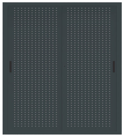 Armadio ufficio per archiviazione con ante scorrevoli in metallo forato cm. 180x37,5x200H