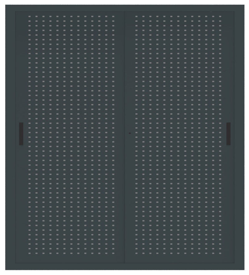 Armadio ufficio per archiviazione con ante scorrevoli in metallo forato cm. 180x37,5x200H