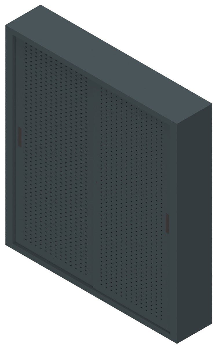 Armadio ufficio per archiviazione con ante scorrevoli in metallo forato cm. 180x37,5x200H