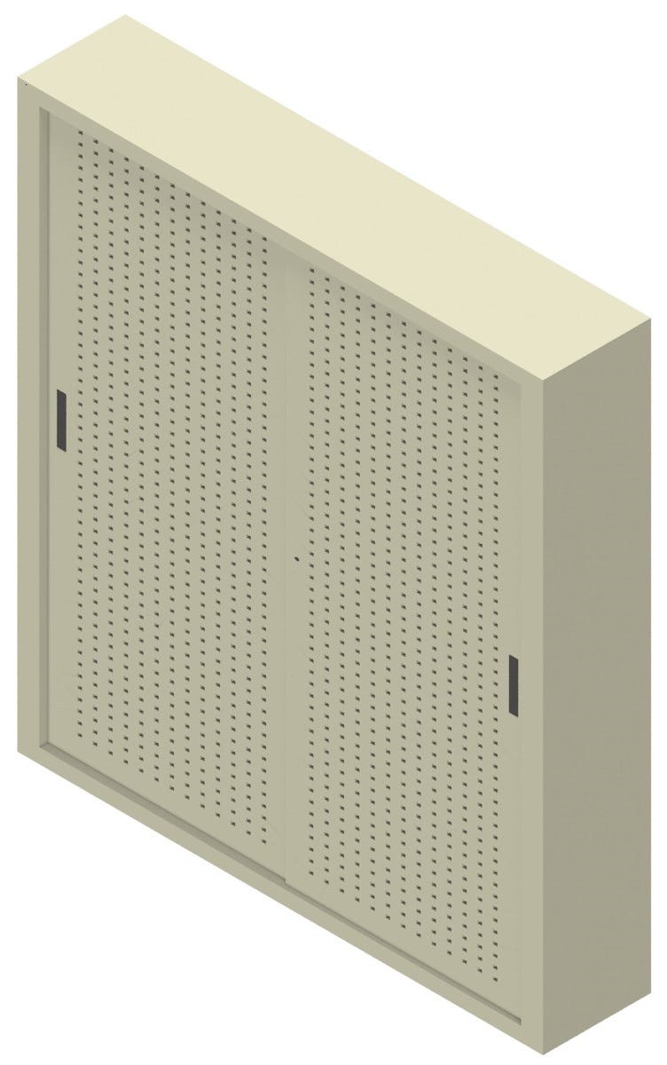Armadio ufficio per archiviazione con ante scorrevoli in metallo forato cm. 180x37,5x200H
