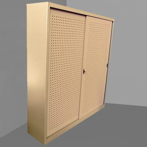 Armadio archiviazione con ante scorrevoli in lamiera forata verniciata cm. 180x60x200H