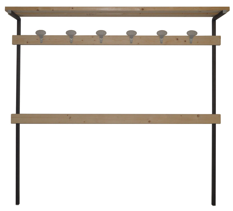 Appendiabiti in ferro di colore nero ghisa per panca spogliatoio a 6 posti