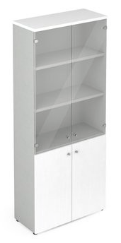 Armadio per ufficio ante battenti in melaminico e vetri cm. 90x45,8x200h