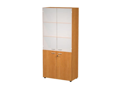 Armadio per ufficio ante battenti in melaminico e vetri cm. 90x45,8x200h
