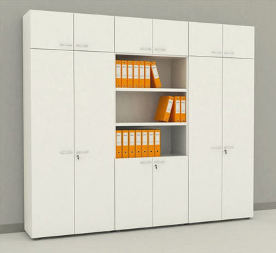 Armadio per ufficio ante battenti in melaminico e vetri cm. 90x45,8x200h