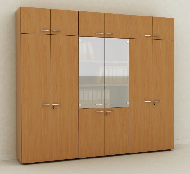 Armadio da ufficio a giorno in melaminico con piani fissi e regolabili cm. 90x44x200h