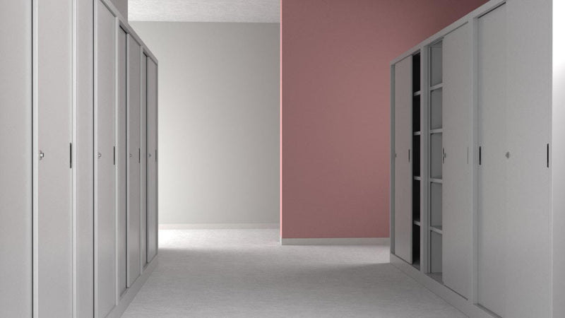 Armadio metallico verniciato scorrevole per ufficio operativo cm. 180x45x200h
