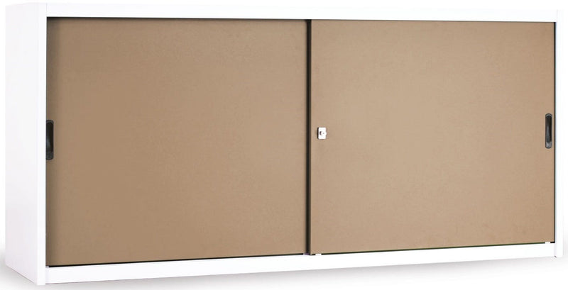 Armadio basso in metallo verniciato da ufficio con ante in legno cm. 120x45x90h