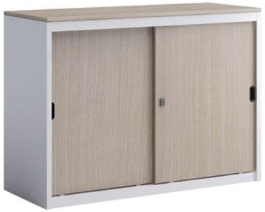 Armadio metallico scorrevole con ante in melaminico da ufficio cm. 120x45x69h