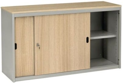 Armadio metallico ad ante scorrevoli legno per ufficio cm. 180x45x69h