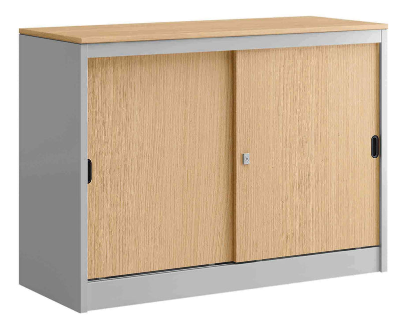 Armadio metallico ad ante scorrevoli legno per ufficio cm. 180x45x69h