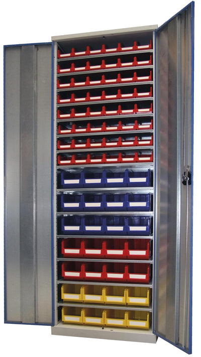 Armadio metallico con contenitori per minuteria cm. 100x27,5x195h