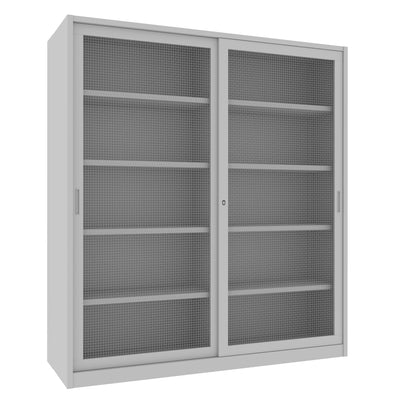 Armadio per archivio documenti da ufficio con piani interni regolabili in altezza e ante in rete cm. 180x60x200H