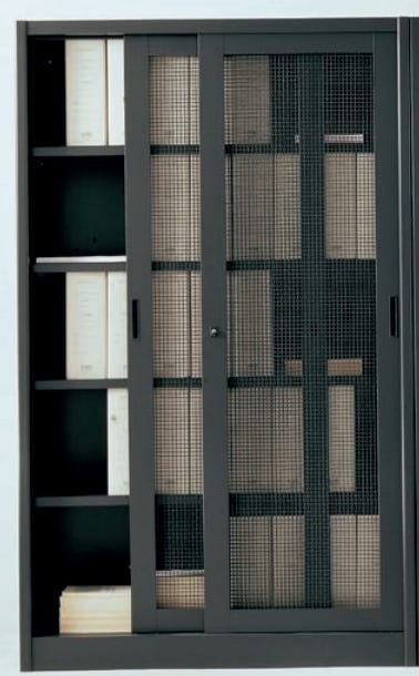 Armadio per archivio documenti da ufficio con piani interni regolabili in altezza e ante in rete cm. 180x60x200H