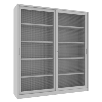 Armadio libreria da ufficio a piani con ante scorrevoli a rete cm. 180x45x200H