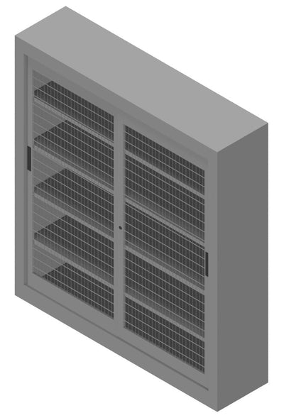 Armadio libreria da ufficio a piani con ante scorrevoli a rete cm. 180x45x200H